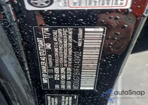 2015 Mercedes-Benz S 63 Amg z USA, uszkodzony, nr VIN WDDUG7JB9FA143902